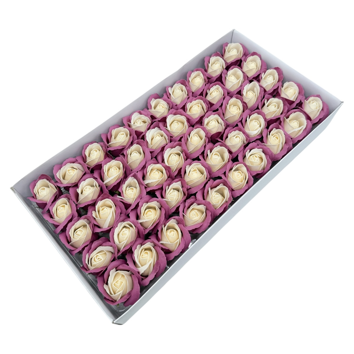 Set 50 trandafiri sapun parfumati atingere reala DUO Blackberry Crem
