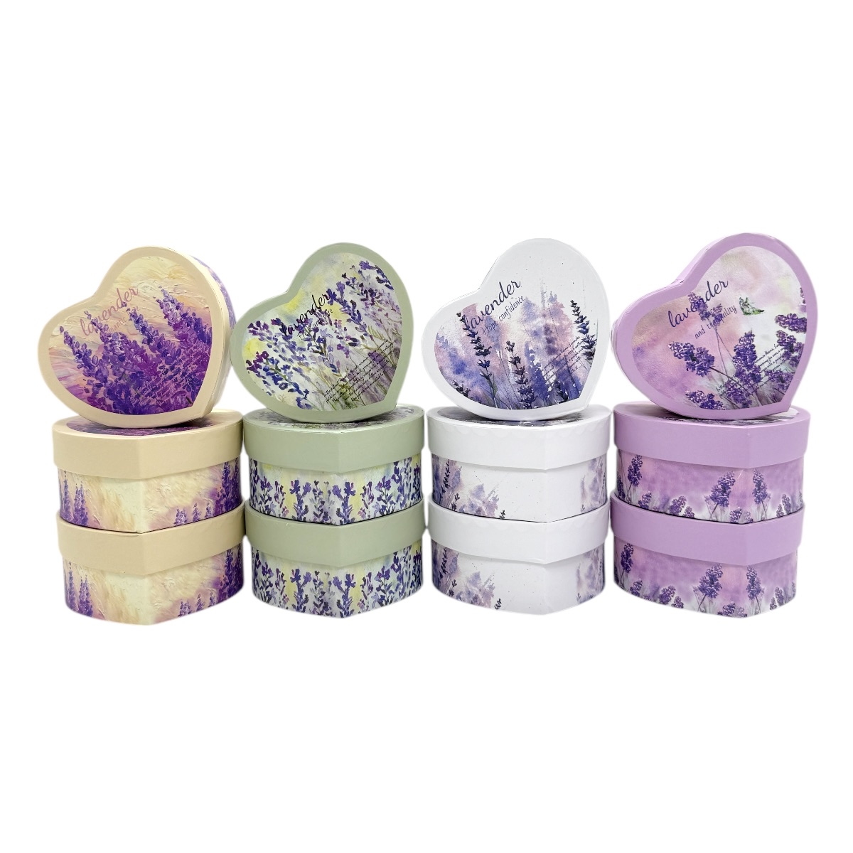 Set 12 Cutii Inima Mici Modele Mixte Lavander
