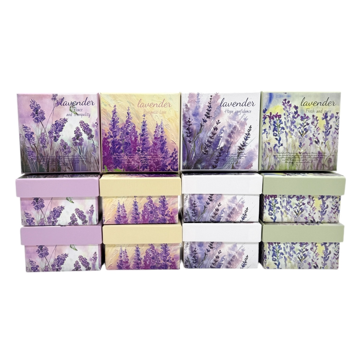 Set 12 Cutii Patrate Mici Modele Mixte Lavander