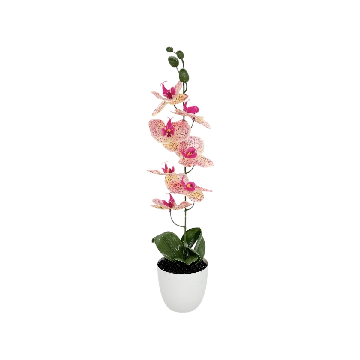 Ghiveci Plastic Artificial Orhidee Siliconata Pestrita Roz 44cm