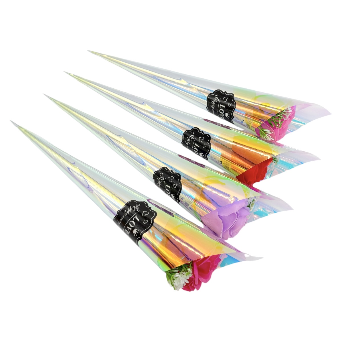 Set 24 Buchetele Trandafiri de Sapun Ambalaj Iridescent Culori Mixte 31-176