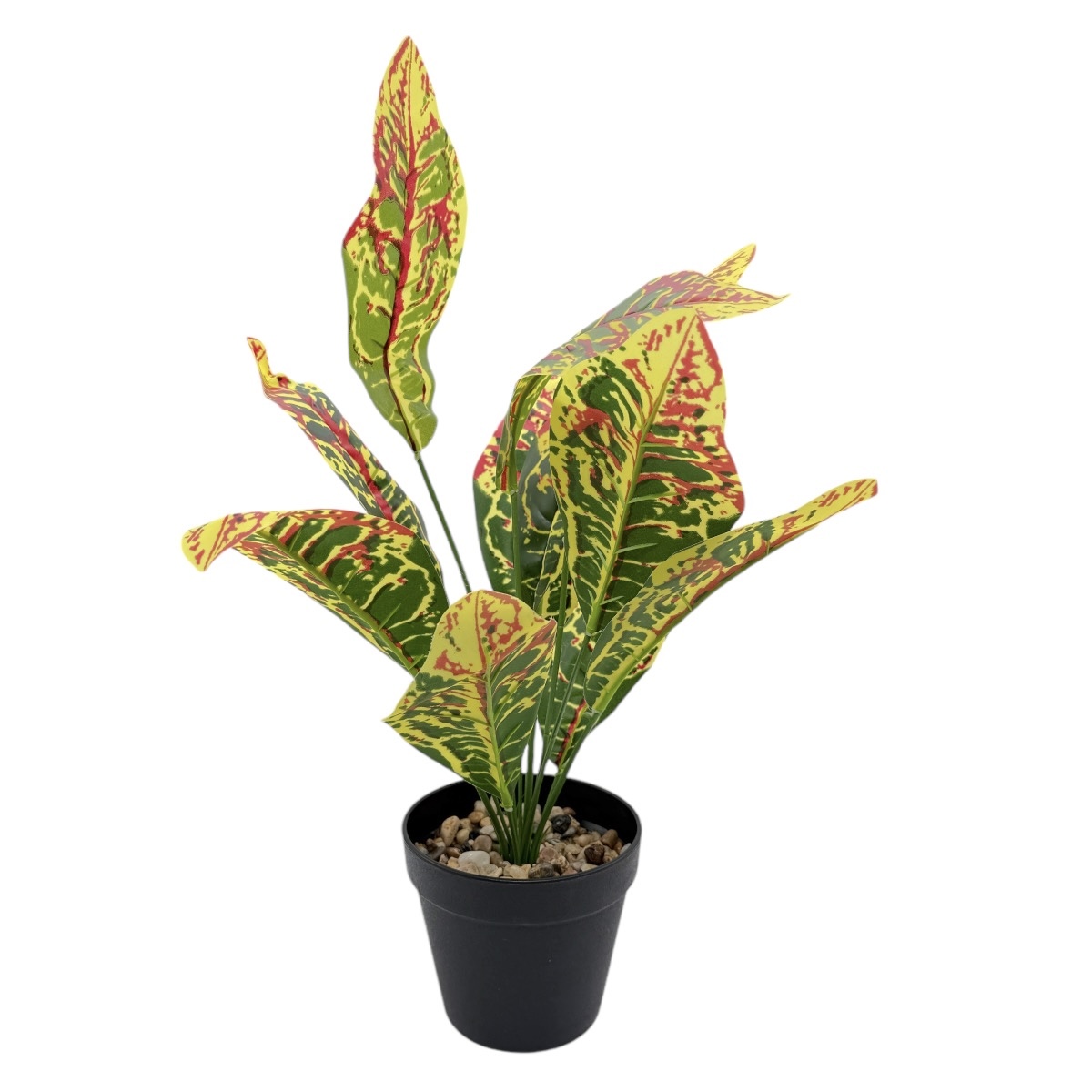 Ghiveci Plastic Conic Artificial Planta Dieffenbachia Culori Mixte 46cm