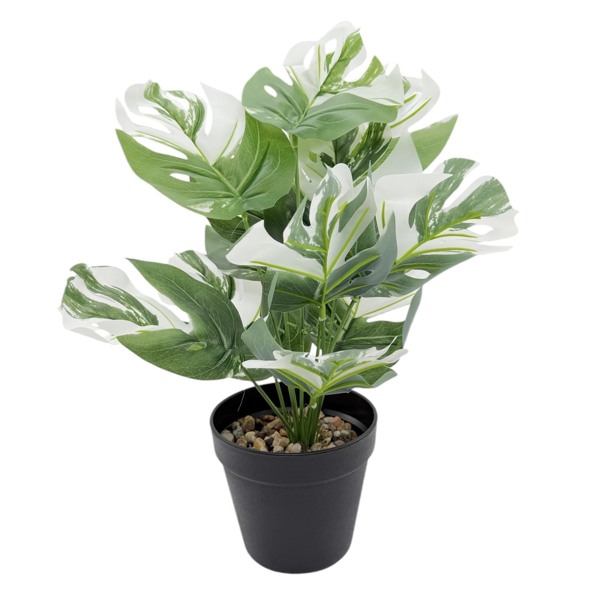 Ghiveci Plastic Conic Artificial Planta Dracaena Verde cu Alb 40cm