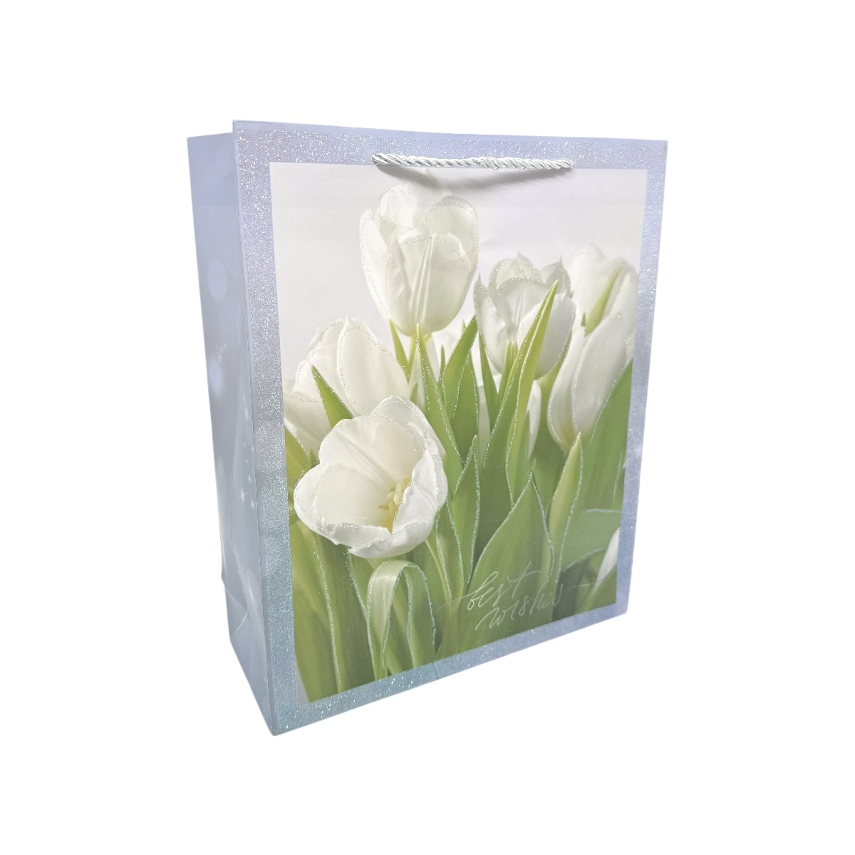 Set 12 Pungi Cadou Glitter si Lalele Liliac 26x32x10