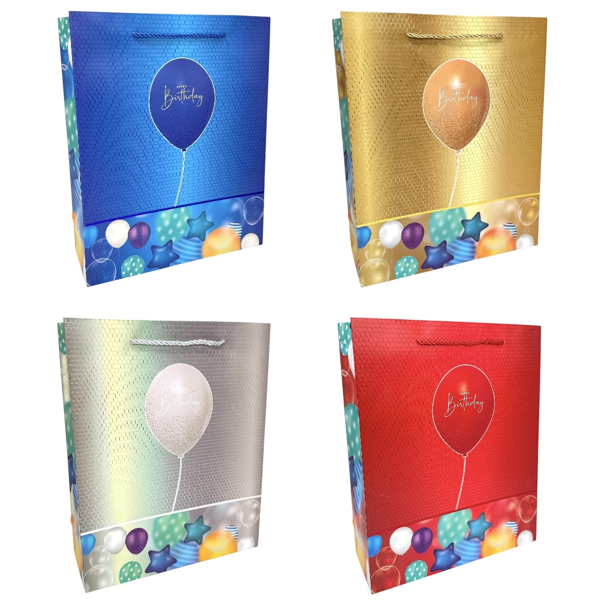 Set 12 Pungi Cadou Mixte Model Baloane Happy Birthday 26x32x10