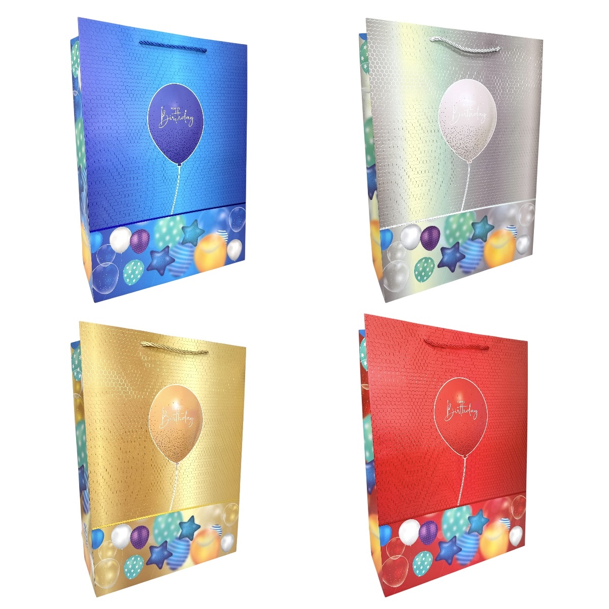 Set 12 Pungi Cadou Mixte Model Baloane Happy Birthday 30x41.5x12