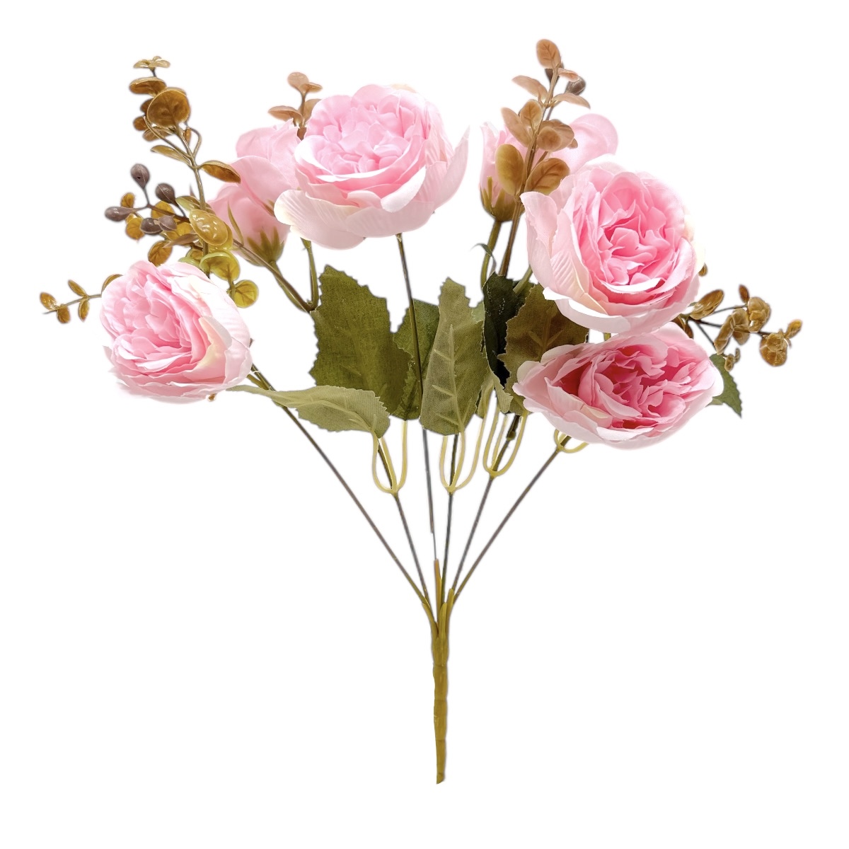 Buchet 7 fire Trandafir Austin si 2 Mini Trandafir Roz
