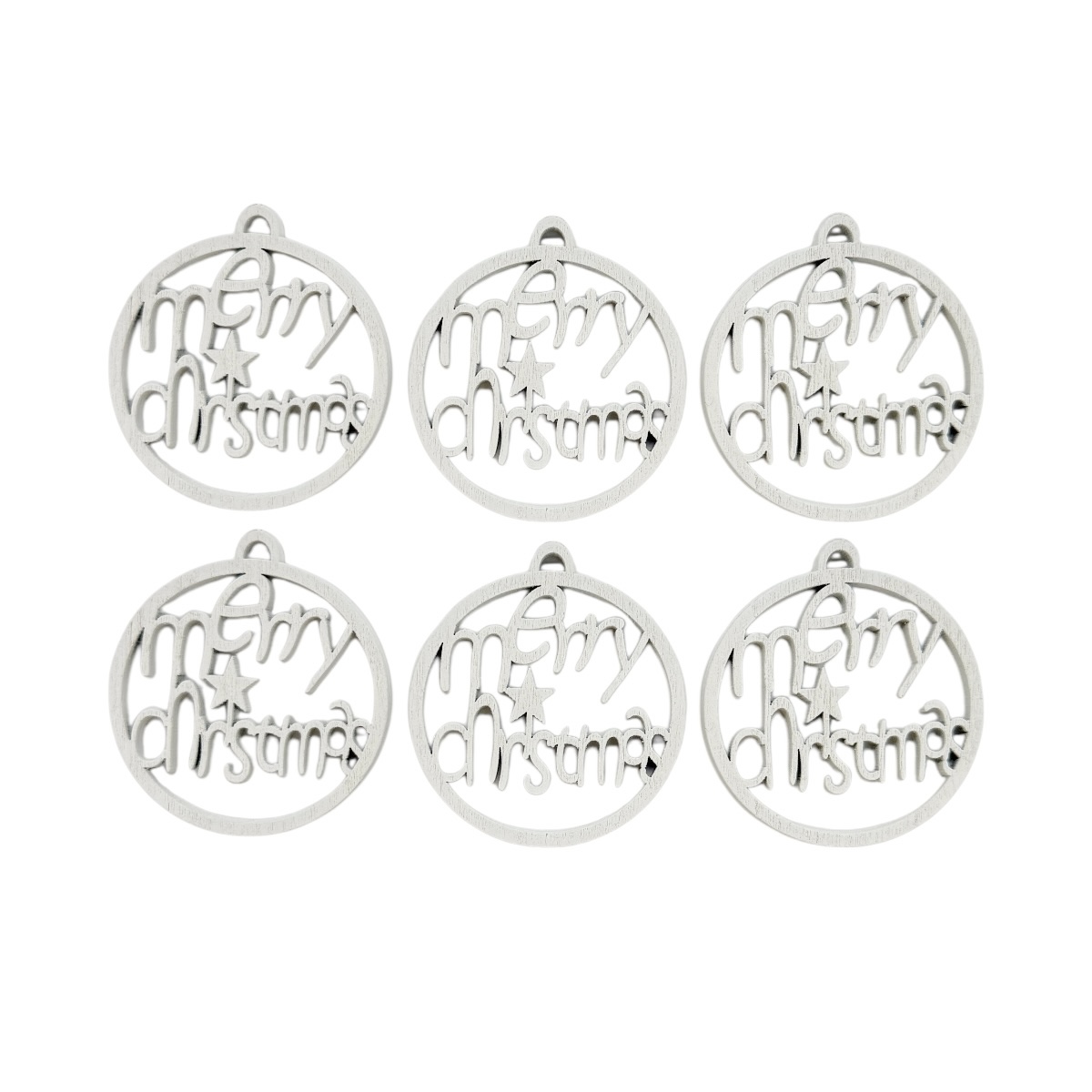 Set 5 Ornamente Lemn Tip Glob Merry Christmas