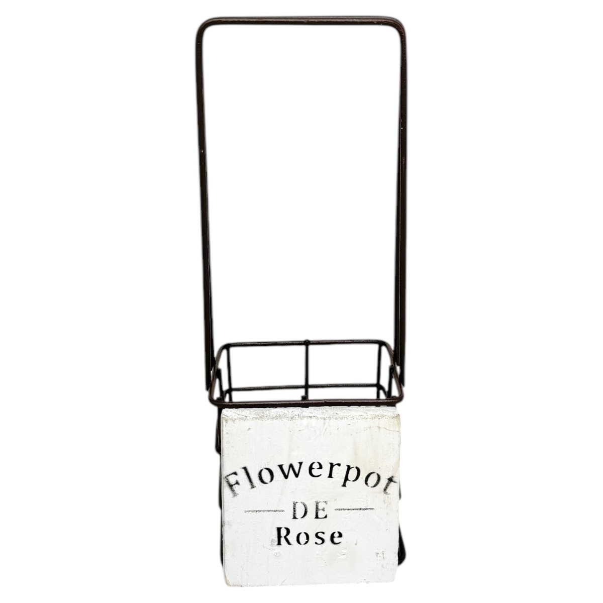 Cos Patrat pe Schelet Metalic Flowerpot De Rose Alb