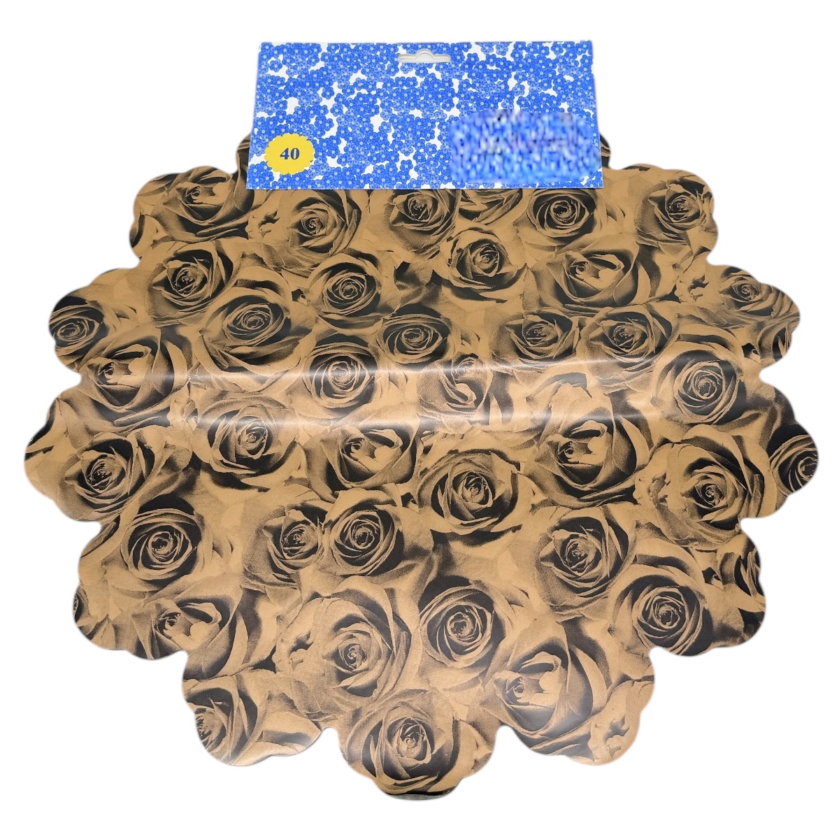 Celofan Rotund 40CM Trandafiri Negru cu Auriu