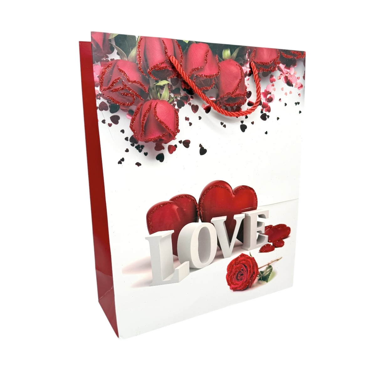 Set 12 Pungi Cadou Inimi Love Alb 26x32x10