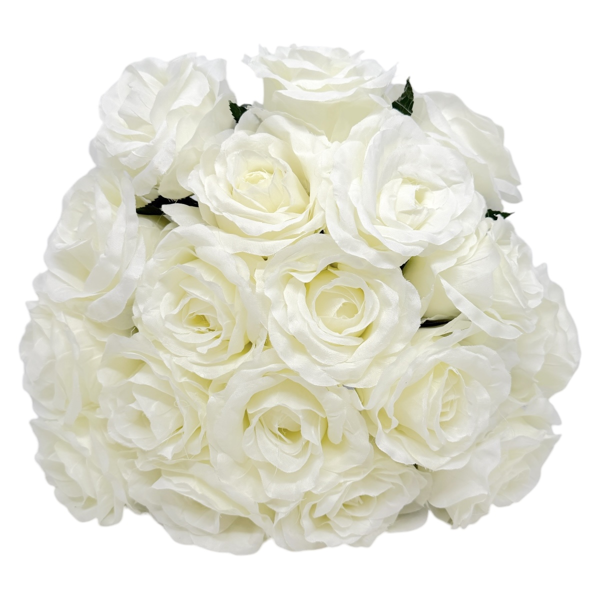 Buchet 18 fire Artificiale Trandafiri Mari cu Frunze Alb