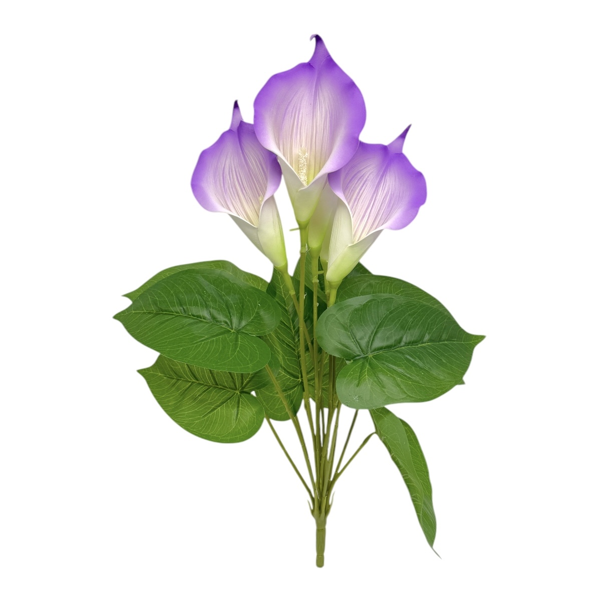 Buchet Artificial 5 fire Cala Premium 14cm Alb cu Violet