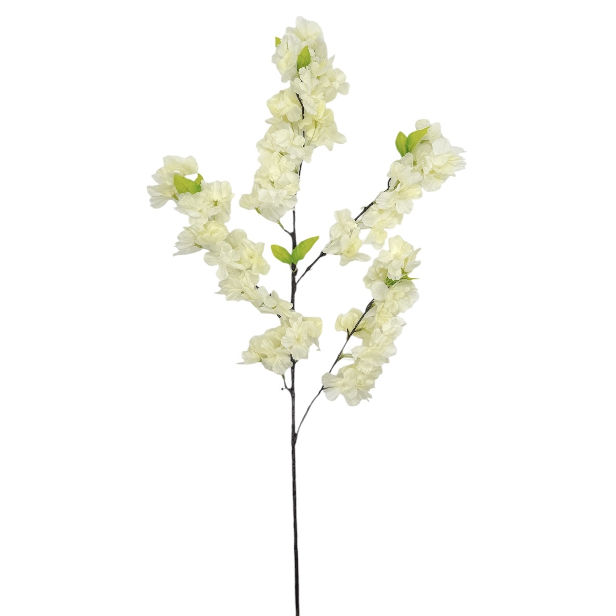 Creanga Artificiala Cires cu Frunze 3 Ramuri Ivory