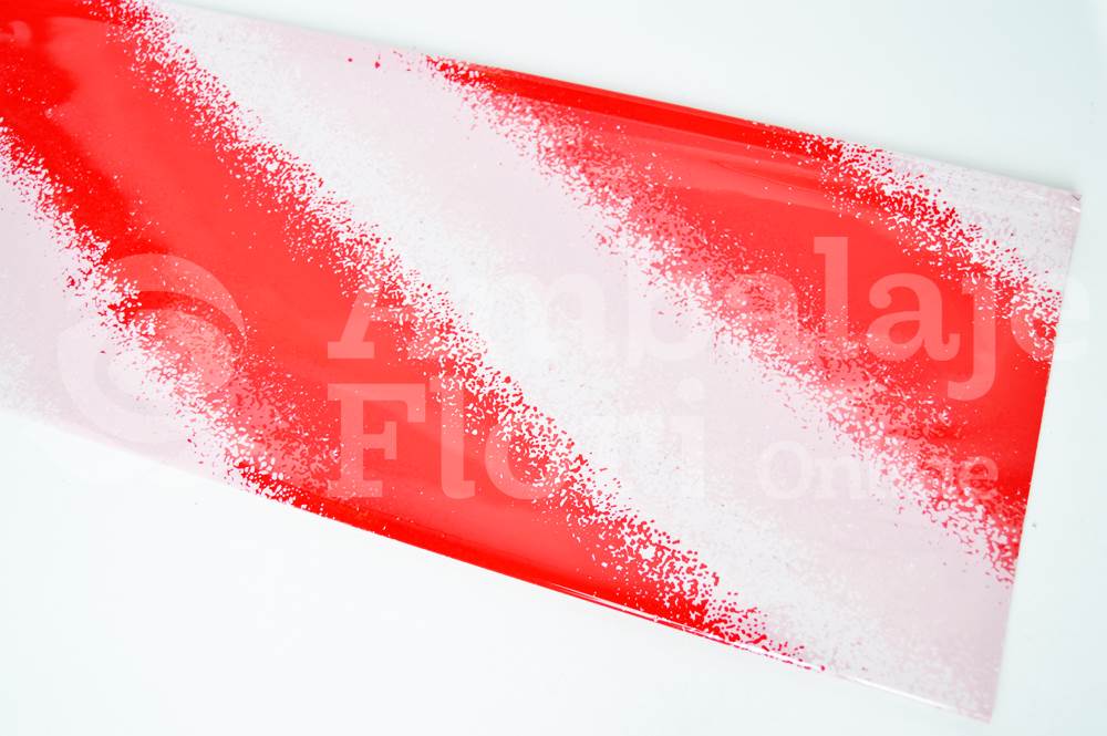 Celofan diagonale rosu cu alb