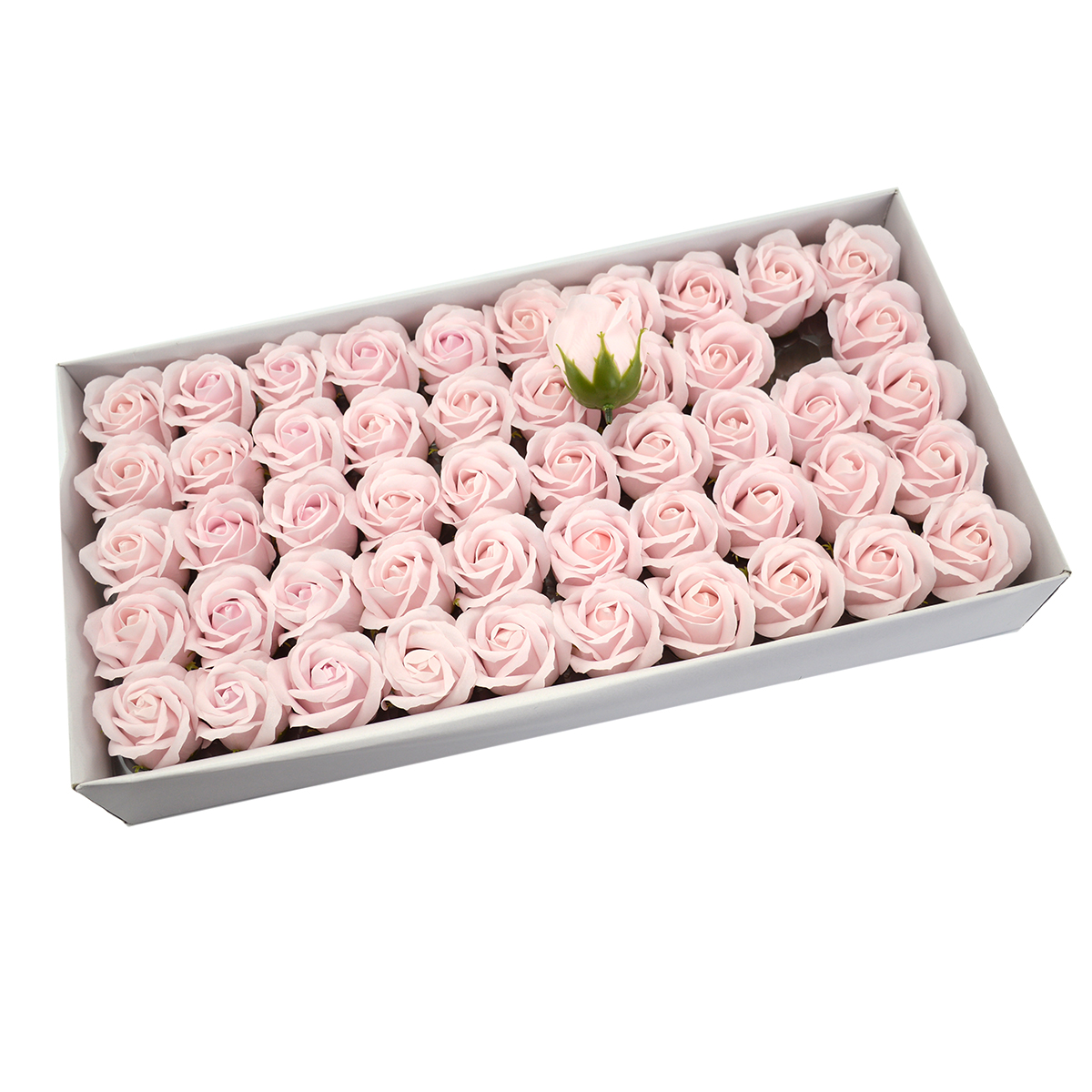 Set 50 trandafiri sapun parfumati, atingere reala, roz pal AFO