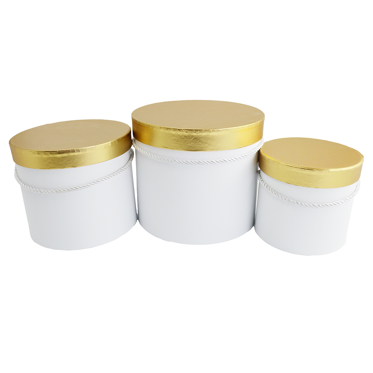 Cutii Set 3 Rotunde Neinscriptionate Capac Auriu - Alb AFO