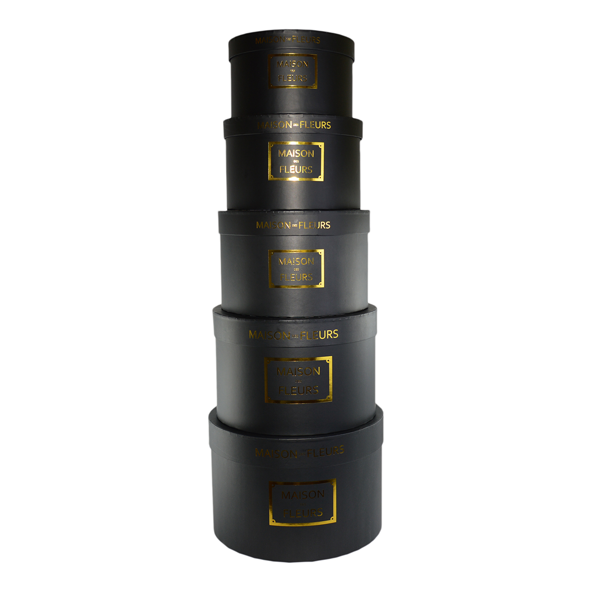 Cutii Set 5 Rotunde Negre MAISON DES FLEURS AFO