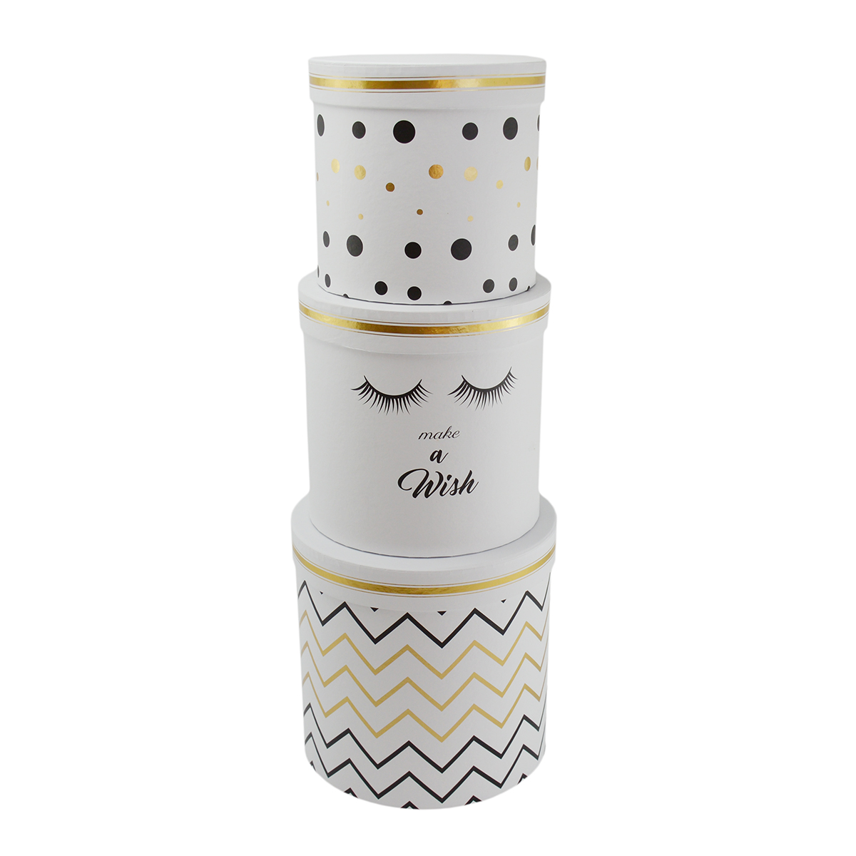 Cutii Set 3 Rotunde Inscriptii Mixte Auriu/Negru 12-37 AFO