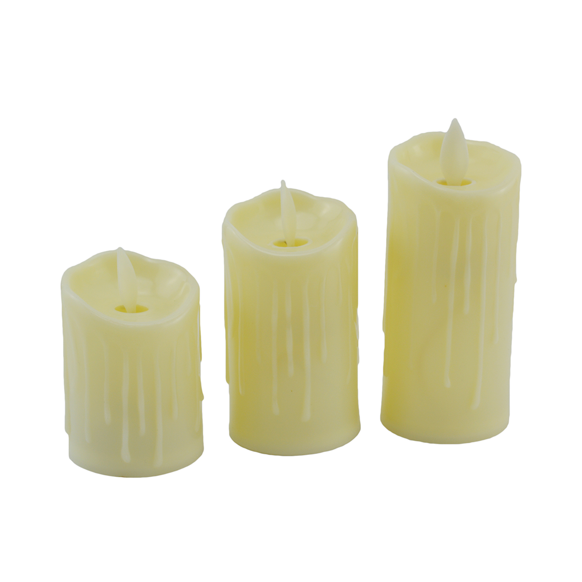Set 3 lumanari led crem 7/9/11x5cm