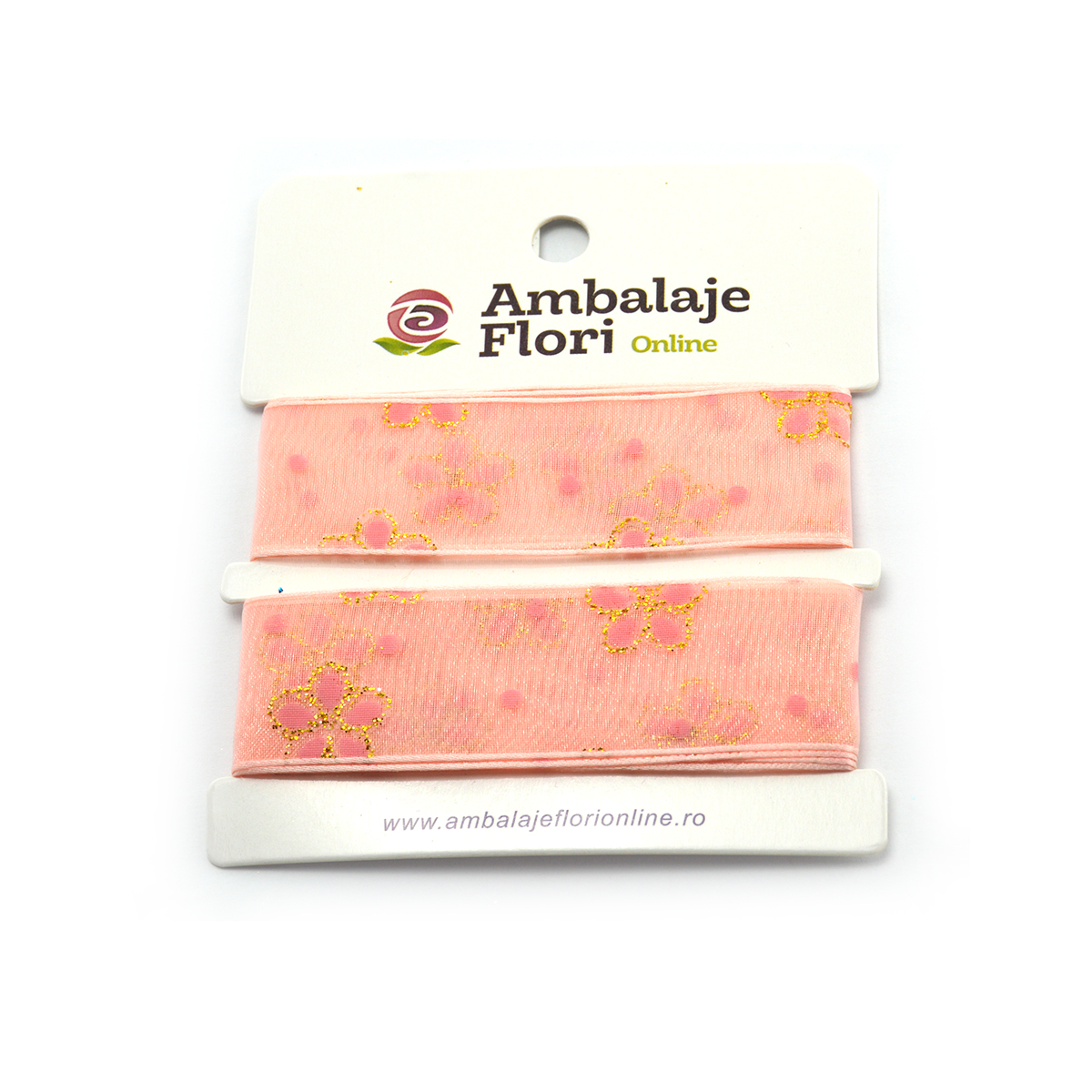 Panglica din organza cu floricele frez 2.5cm AFO