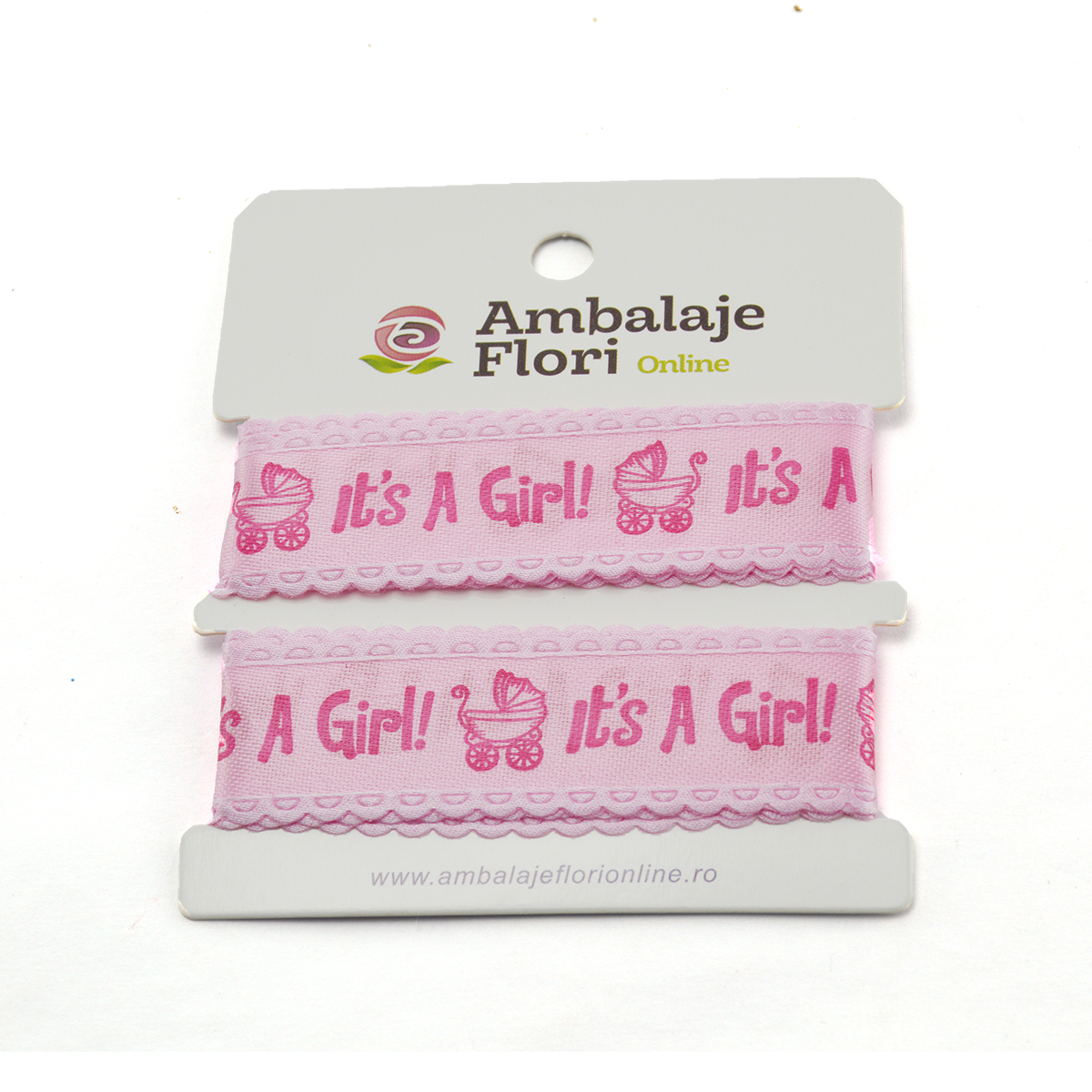 Panglica din satin its a girl roz 2.5cm AFO