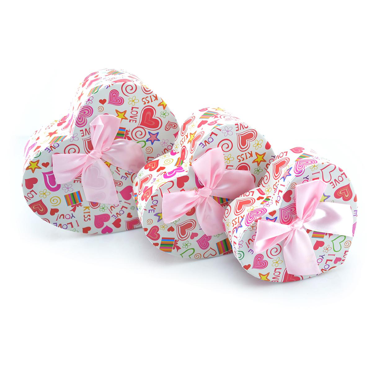 Set 3 cutii Inima I Love You Forever Kiss Alb AFO