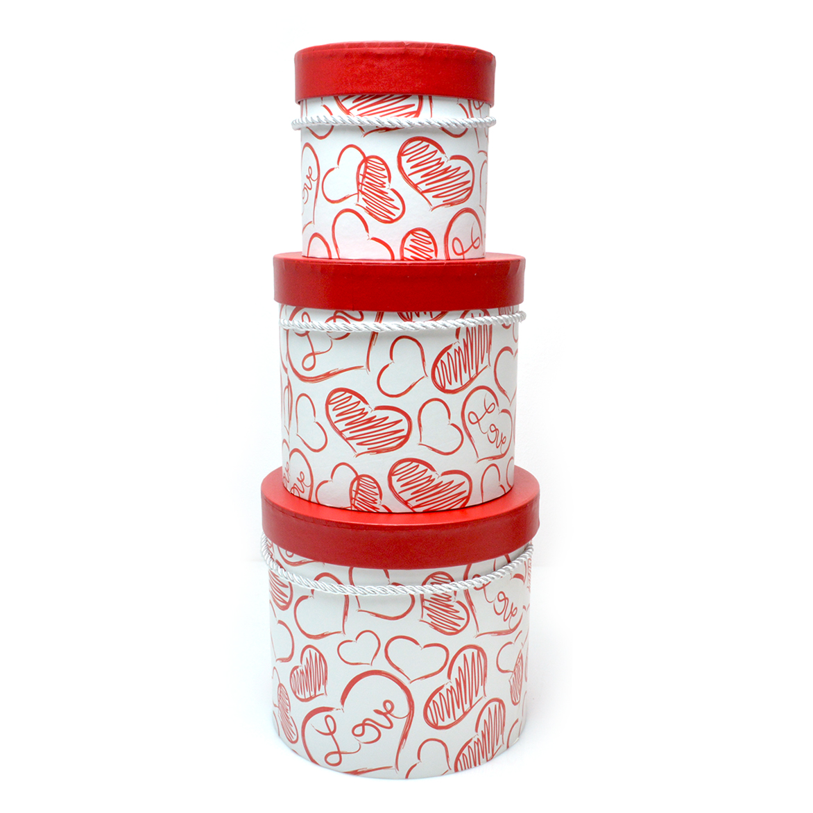 Set 3 cutii alb rosu Heart sketch AFO