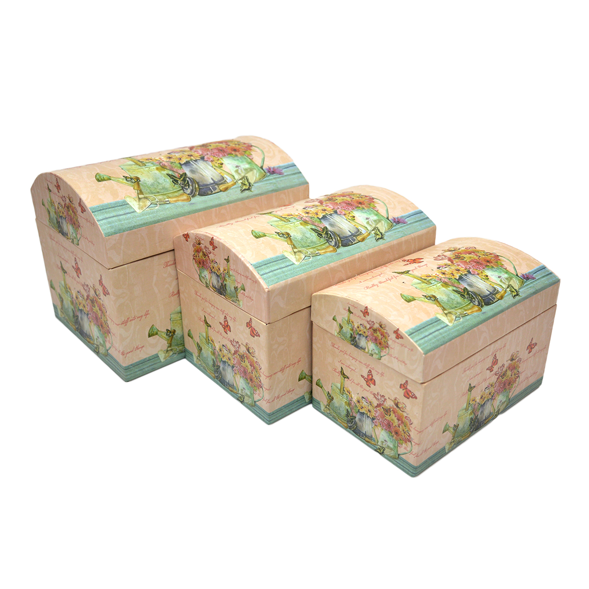 Set 3 cutii tip cufar Vintage flower garden