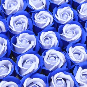 Set 50 trandafiri sapun parfumati atingere reala DUO albastru-bleo C23-51 afo