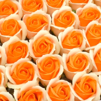 Set 50 trandafiri sapun parfumati atingere reala DUO crem portocaliu C23-55 afo