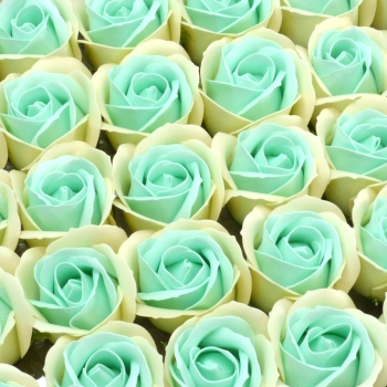 Set 50 trandafiri sapun parfumati atingere reala DUO crem turqoise C23-59 afo