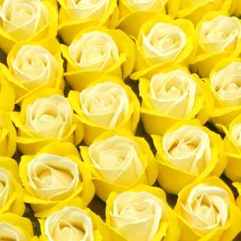 Set 50 trandafiri sapun parfumati atingere reala DUO galben crem C23-65