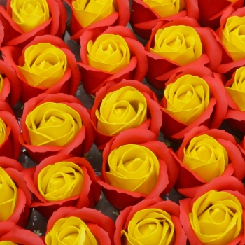 Set 50 trandafiri sapun parfumati atingere reala DUO rosu galben C23-60