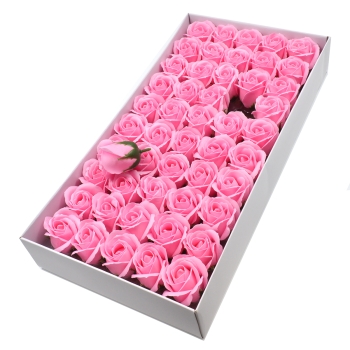 Set 50 trandafiri sapun parfumati, atingere reala, roz AFO