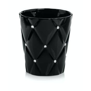 Ghiveci ceramica conic negru cu strasuri 14x15cm