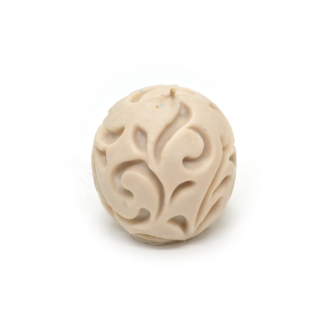 Lumanare ceara naturala model glob in cutie 8cm alb murdar vanilla