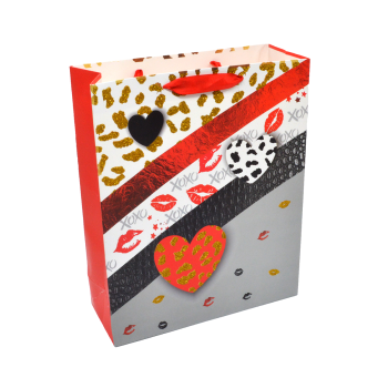 Set 12 Pungi Cadou model mixt kiss xoxo 14x15x7cm