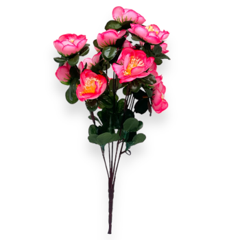 Buchet artificial 5 fire Camellia Roz cu Siclam