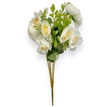 Buchet 10 trandafiri Floribunda artificial alb