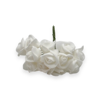 Set 144buc mini trandafiri de spuma, 2cm alb